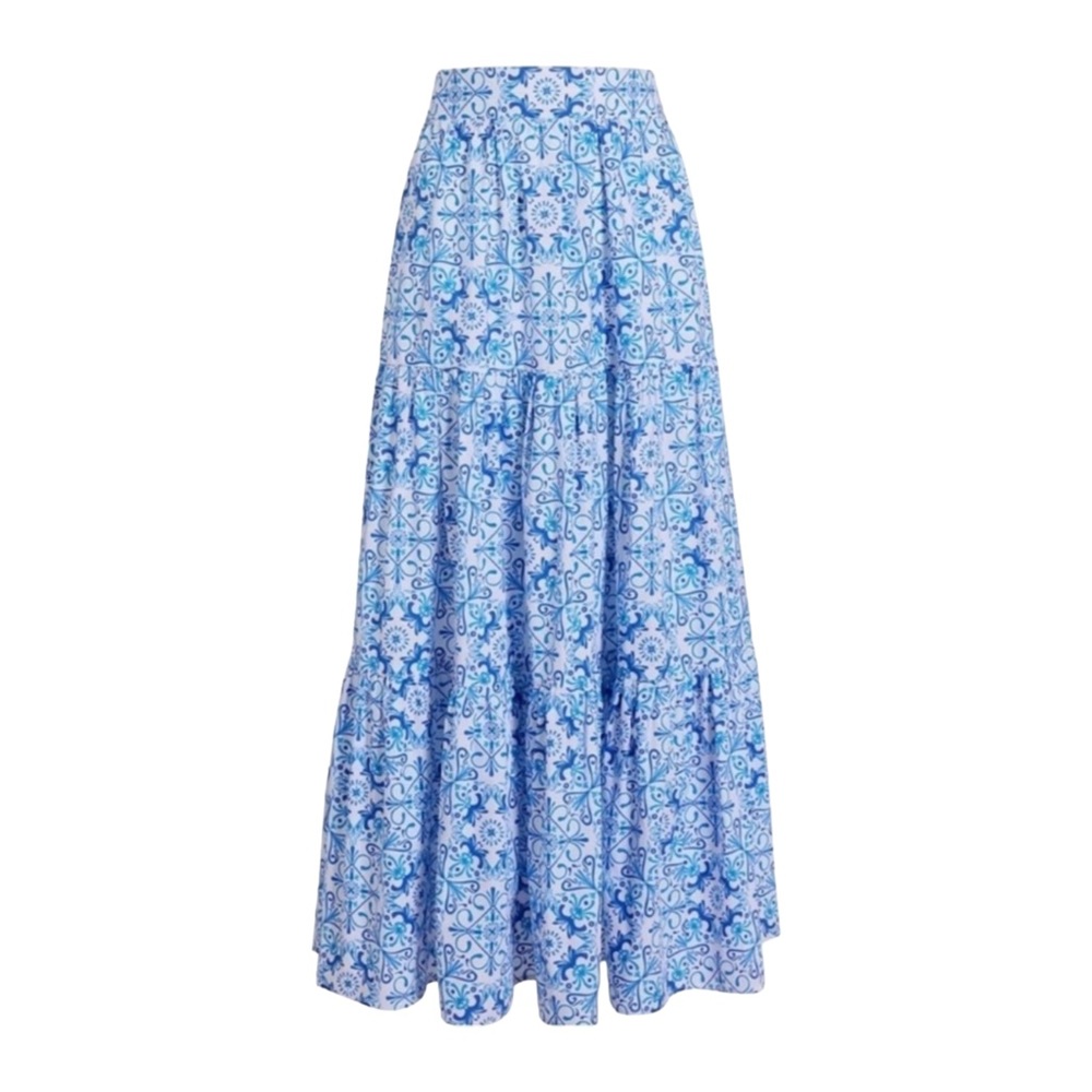 HILL HOUSE Camilla Maxi Skirt - Blue Mosaic